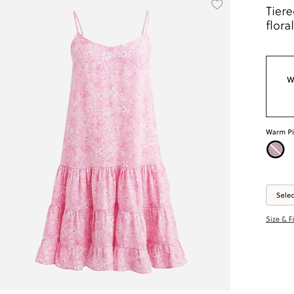 J.Crew NWT Pink Floral Tiered Linen Dress Size LARGE NWT STYLE BI658 warm pink